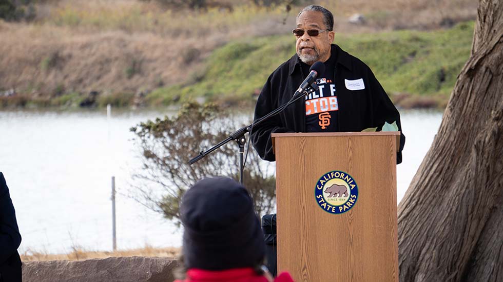 claude-everhart-speaks-at-an-event-at-yosemite-slough, View from a playground in Hunters Point, 2025, Featured Local News & Views 