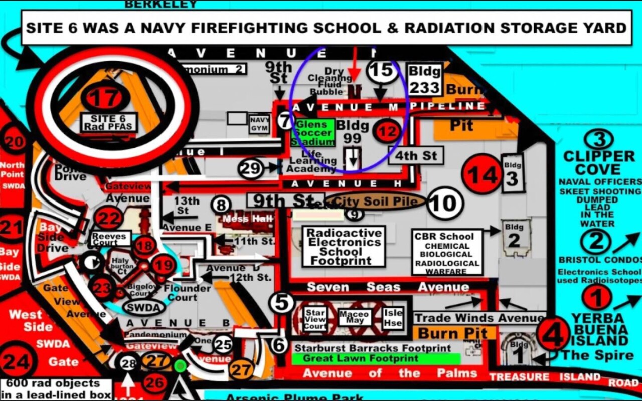 site-6-on-map, Navy warfare schools permanently poisoned Treasure Island in San Francisco Bay, Featured Local News & Views 