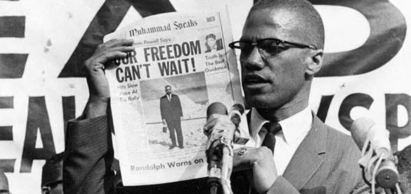 malcolm-x-shows-1963-rally-crowd-front-page-of-muhammad-speaks-our-freedom-cant-wait-by-ap, Malcolm X and Human Rights in the time of Trumpism: Transcending the master’s tools, Featured 