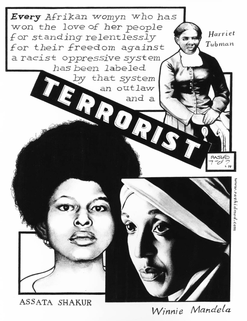 terrorist-harriet-tubman-assata-shakur-winnie-mandela-art-by-rashid, Assata, World News & Views 