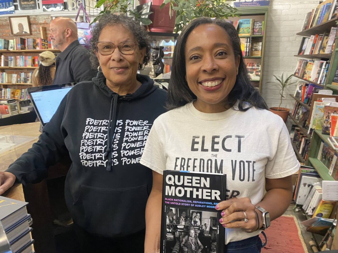 dr.-ashley-d.-farmer-holds-her-book-next-to-blanche-richardson-founder-of-marcus-books-in-oakland-1, Marcus Books Author’s Talk: Dr. Ashley D. Farmer Shares Queen Mother Moore’s Legacy With Mama Ayanna Davis, Culture Currents dr.-ashley-d.-farmer-holds-her-book-next-to-blanche-richardson-founder-of-marcus-books-in-oakland-1, Marcus Books Author’s Talk: Dr. Ashley D. Farmer Shares Queen Mother Moore’s Legacy With Mama Ayanna Davis, Culture Currents