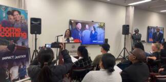 Community attending Impact Justice & SF Public Defender's Office press conf on Homecoming project