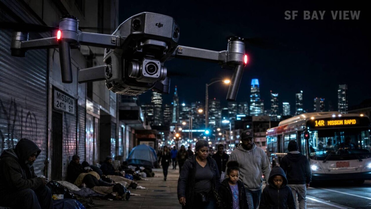 02-surveillance-drone-over-pedestrians, SF drone surveillance — Emergency alert, Local News & Views World News & Views 