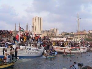 free-gaza-boats-greeted-crowds-swimmers-090408-300x225, Dispatches from Donna in Gaza, World News & Views 