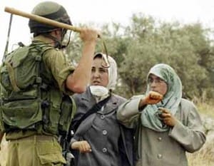 israeli-soldier-threatens-farm-women-v-olive-tree-uprooting-300x233, Dispatches from Donna in Gaza, World News & Views 